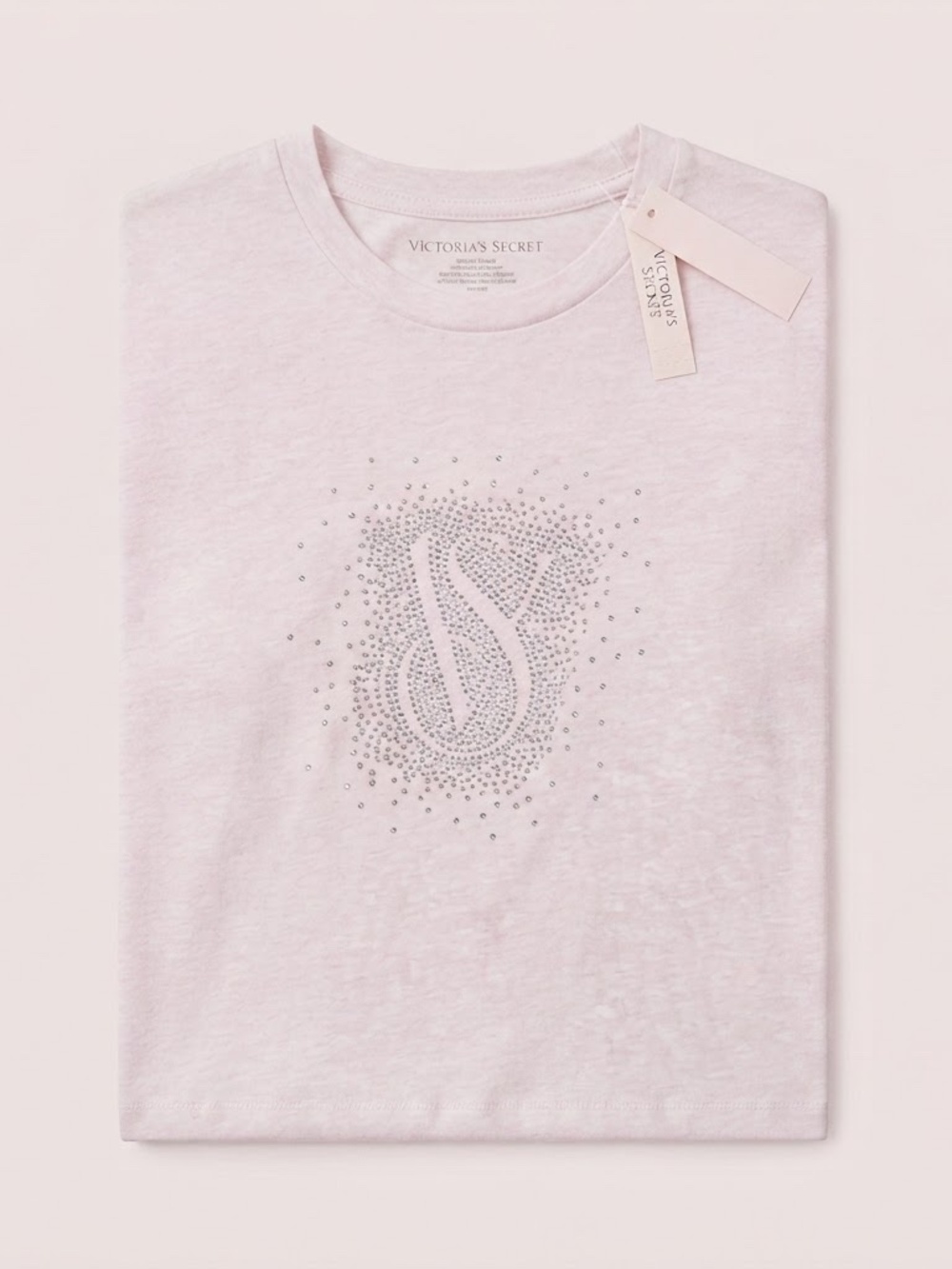 Victoria's Secret Pink Short Sleeve Tee with Crystal 'VS' Emblem